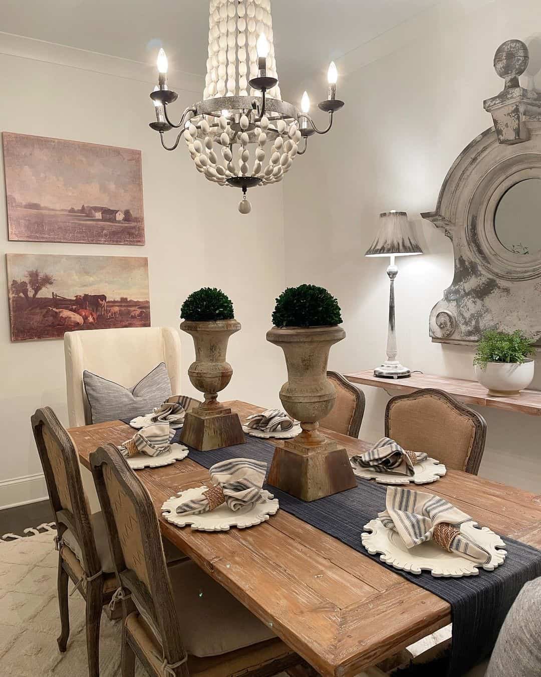 Farmhouse Dining Room Table Décor With Topiaries Soul & Lane