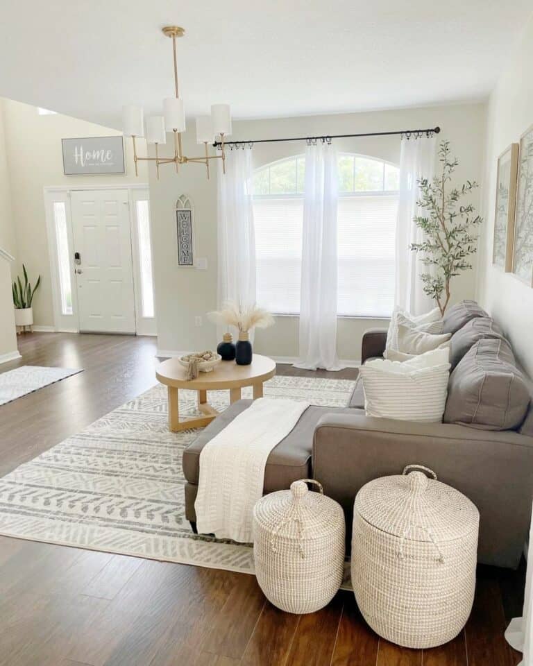 Farmhouse Living Room Chandelier Lighting With Gold Accents
