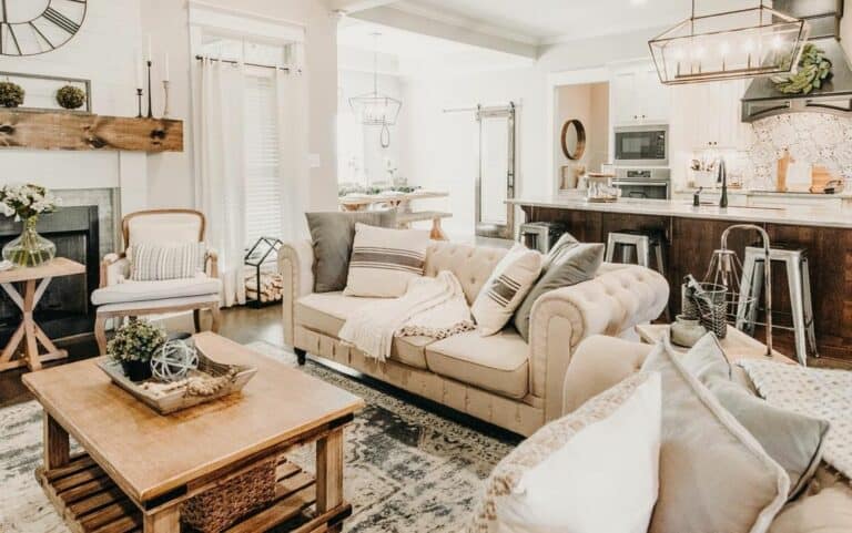 Farmhouse Living Room With Earth Tones