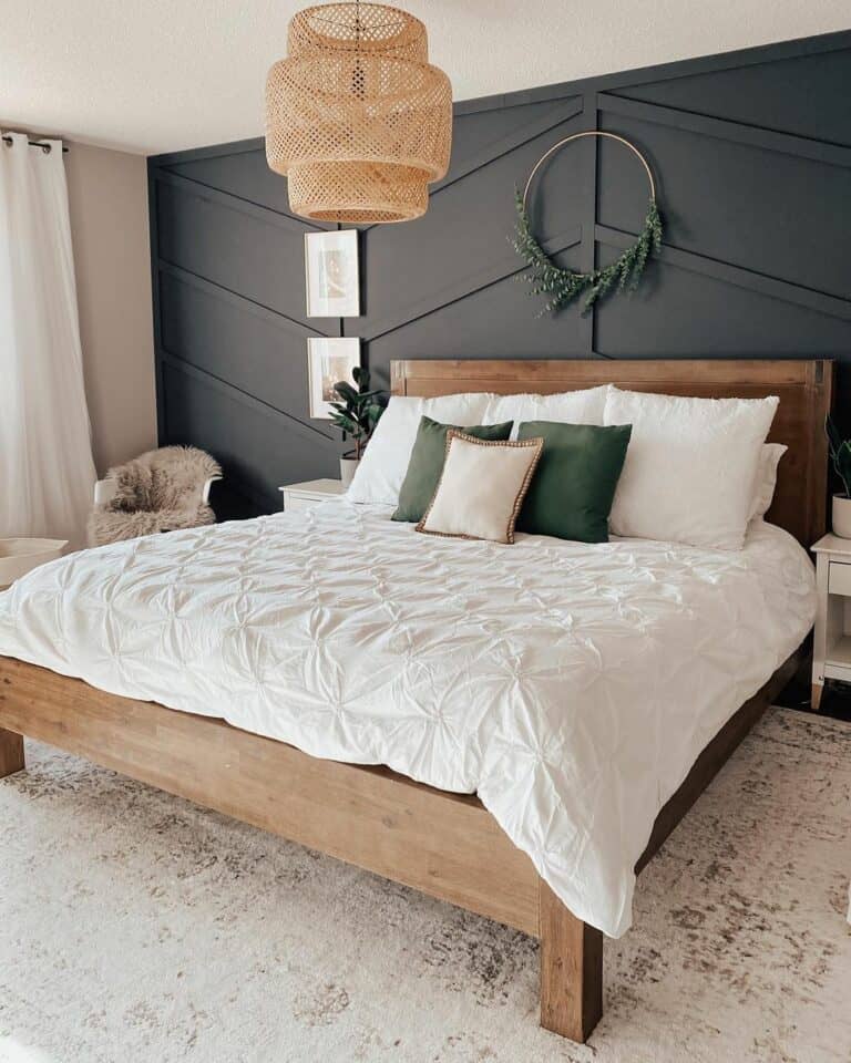 Farmhouse-style Bedroom With Natural Wood Bed
