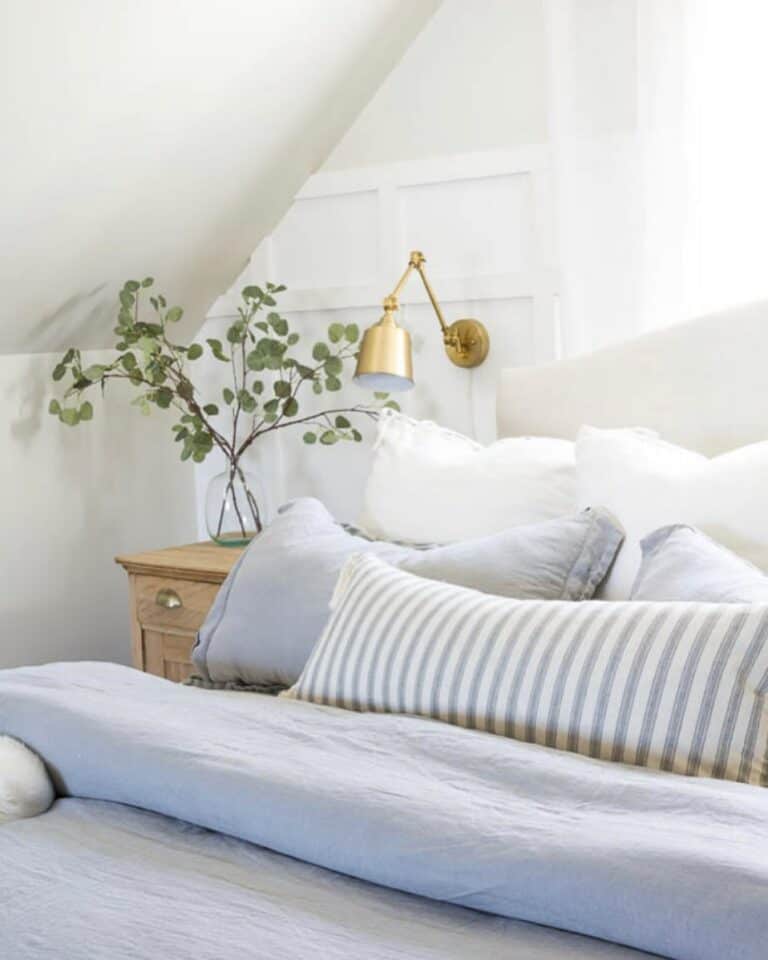 Farmhousestyle Bedroom With Wooden Nightstand Soul & Lane