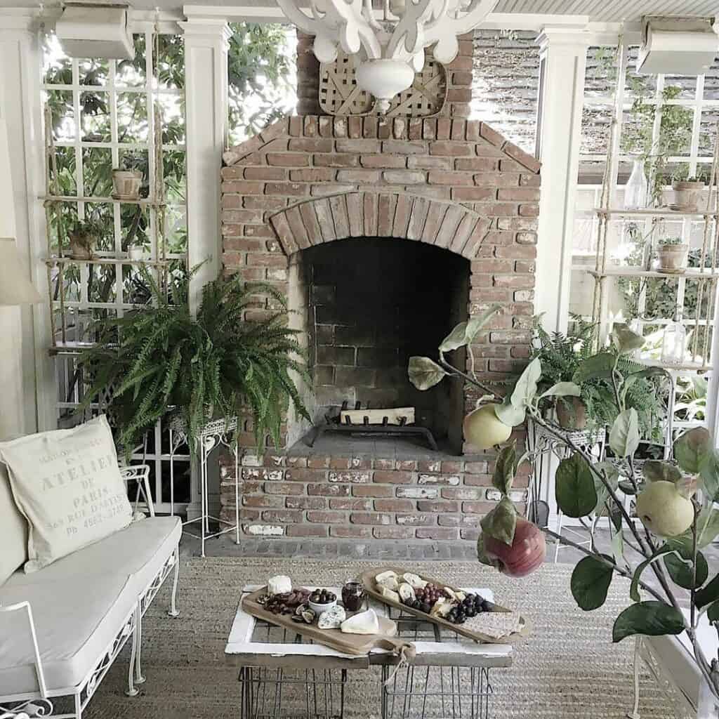 Farmhouse-style Outdoor Fireplace