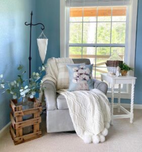 Farmhouse-style Room With Gray Armchair