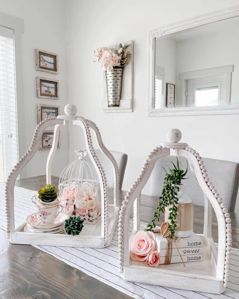 Feminine French Cottage Dining Table Centerpieces