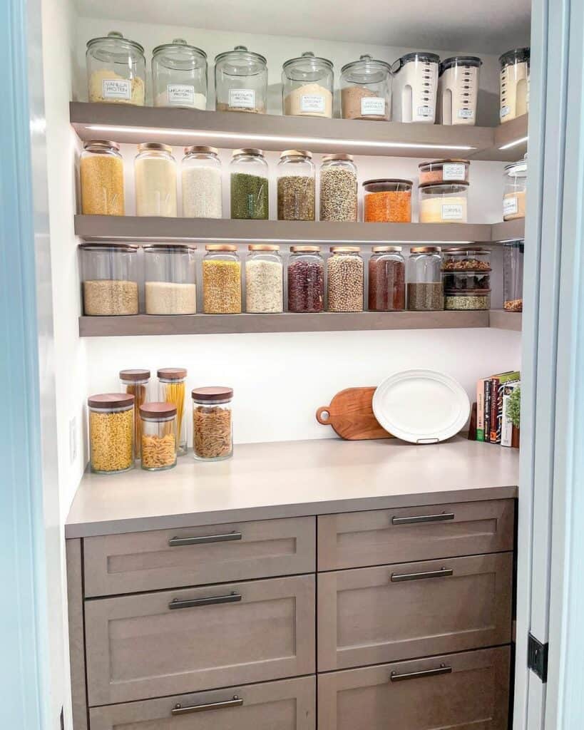 Floating Pantry Shelves With Illumination