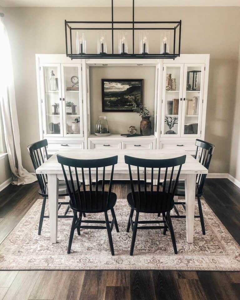 Formal Dining Room With a White Shelving