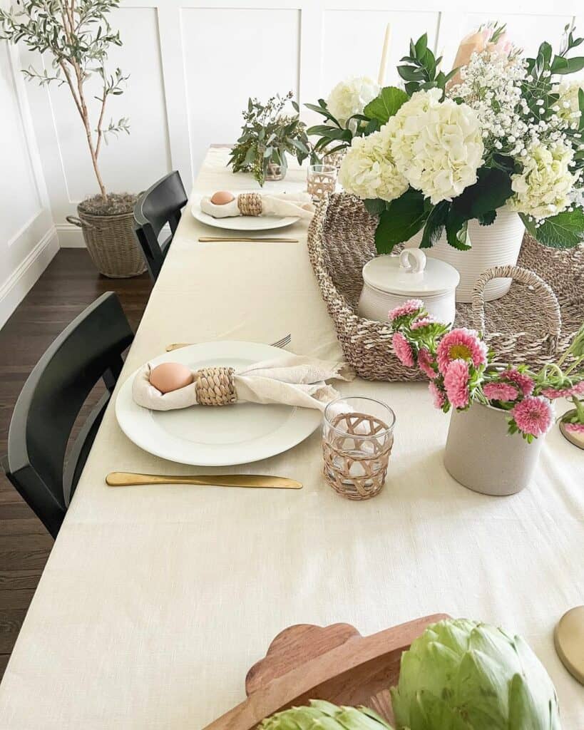 French Cottage Dining Table Floral Centerpieces