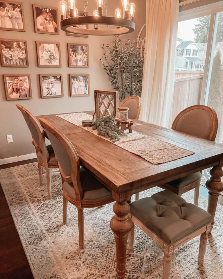 French Country Gray and Wood Dining Room