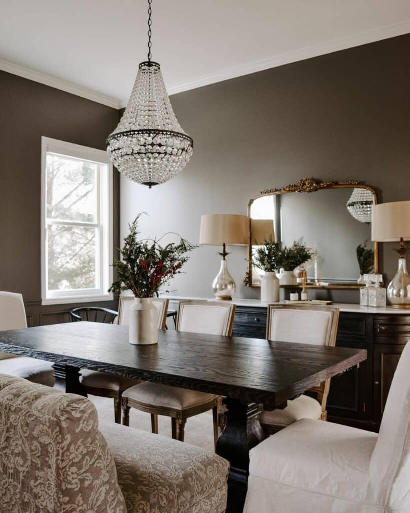 Gilded Mirror Over Beautiful Buffet Table