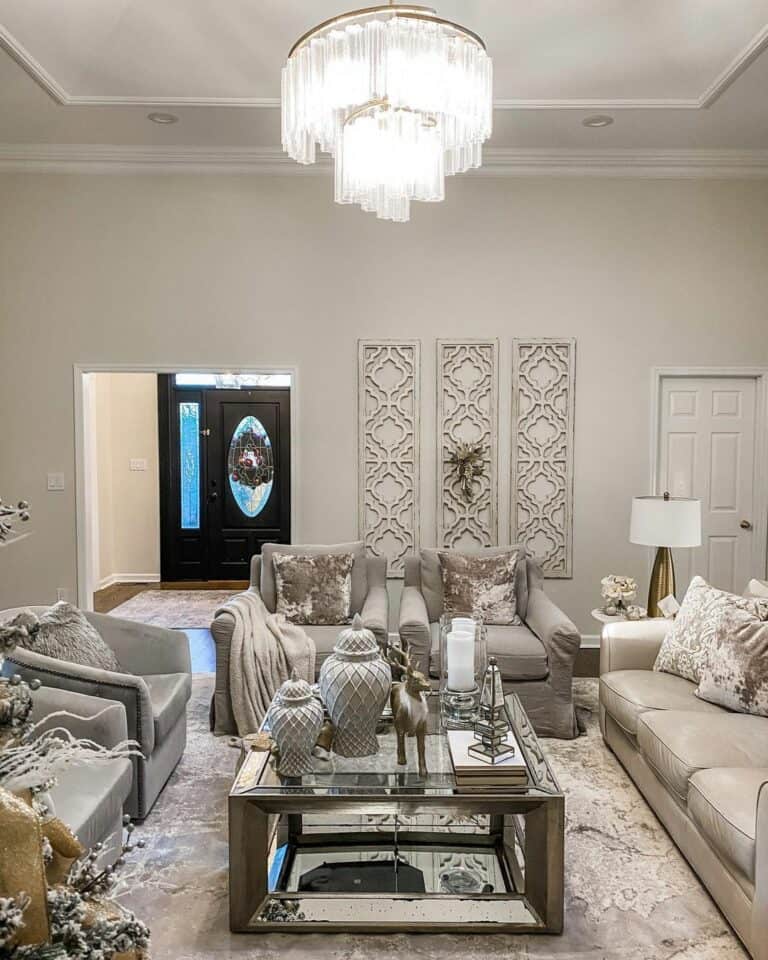 Glamorous Chandelier Living Room Lighting Ideas