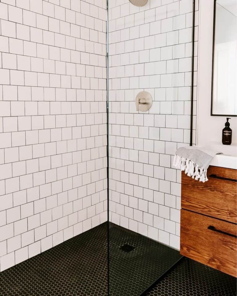 Glass Shower Screen With Subway Tile