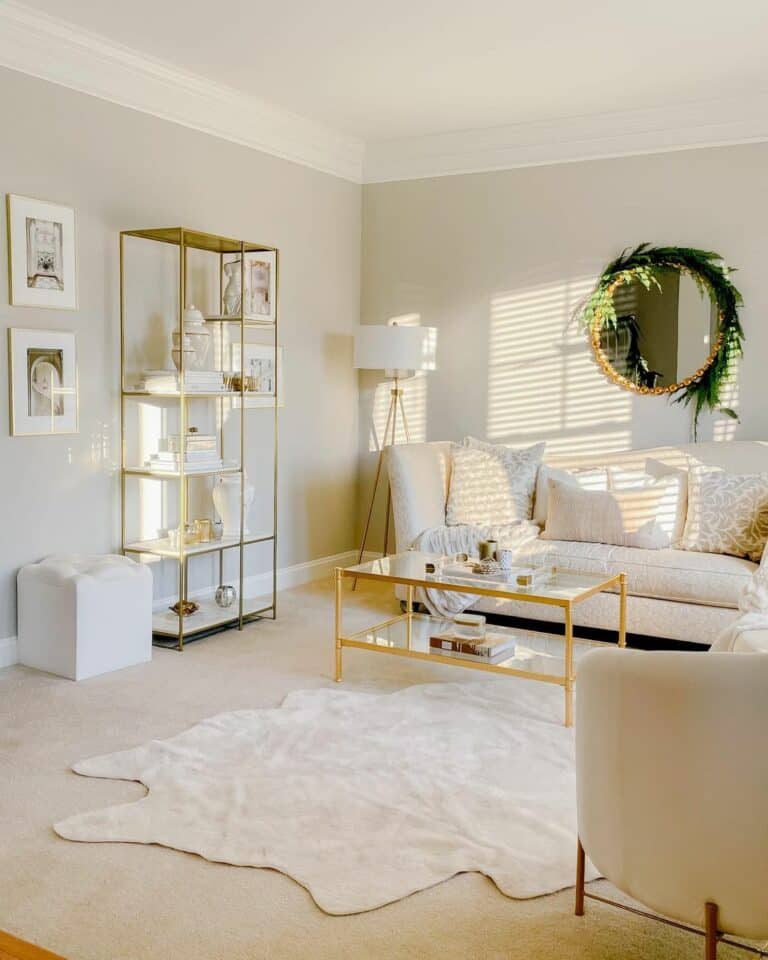 Golden Tripod Floor Lamp for a Feminine Living Room