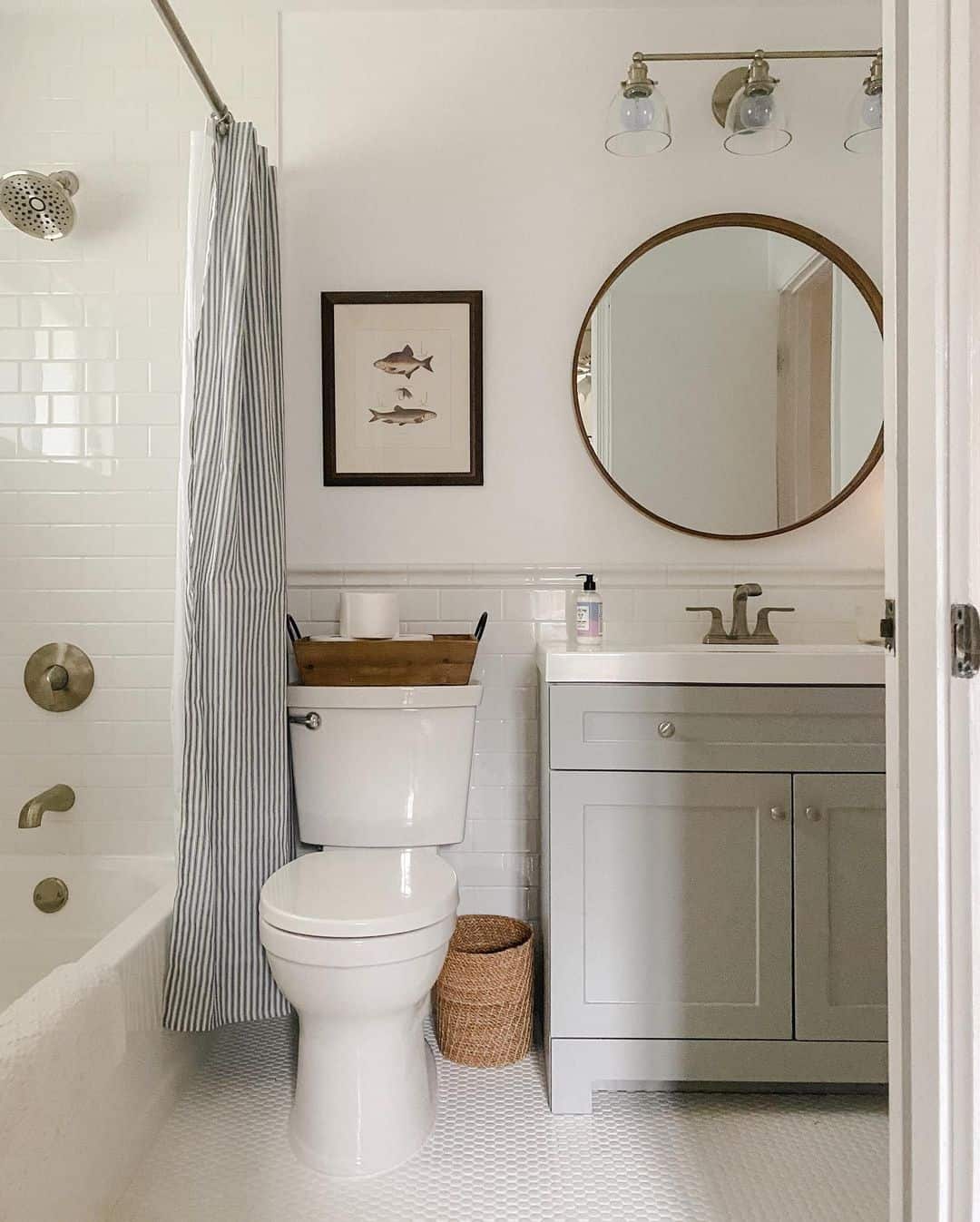 Gray Single Vanity With Circular Mirror - Soul & Lane