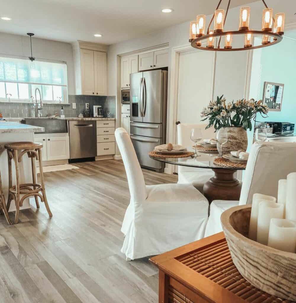 Gray Subway Tile in Open-concept Kitchen