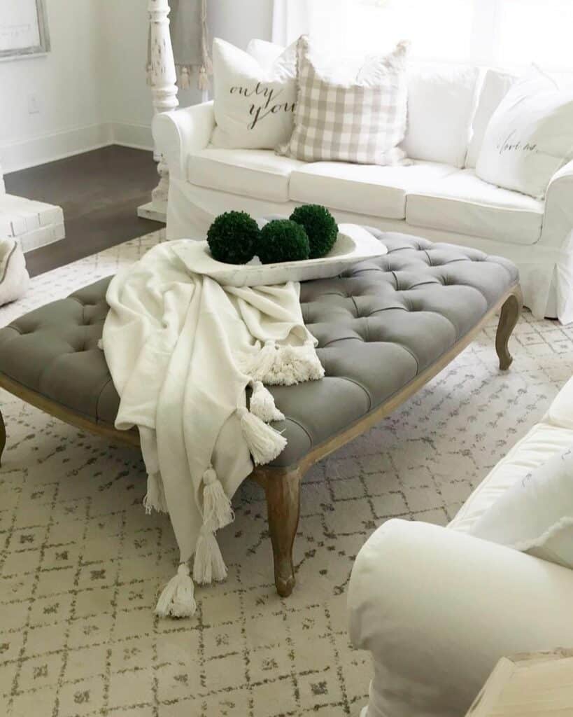 Gray Tufted Ottoman Coffee Table