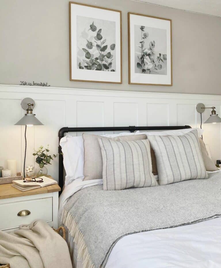 Gray and White Bedding Matches Walls