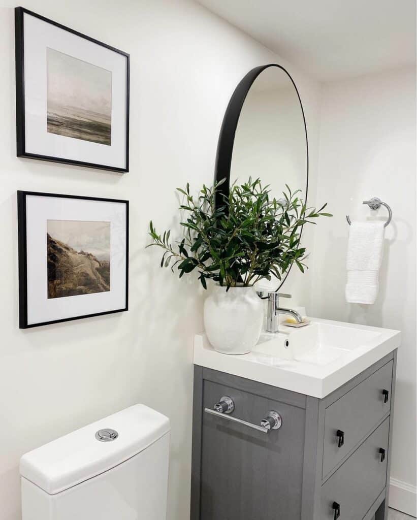 Grayscale Decorations for a Modern Half Bathroom