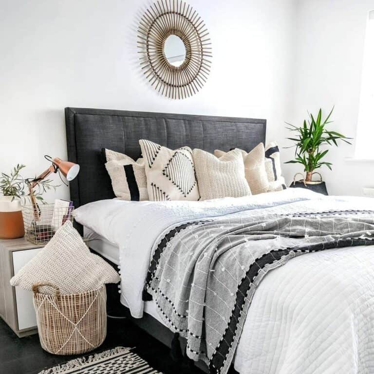Grey Black and White Bedroom Ideas With Black Headboard
