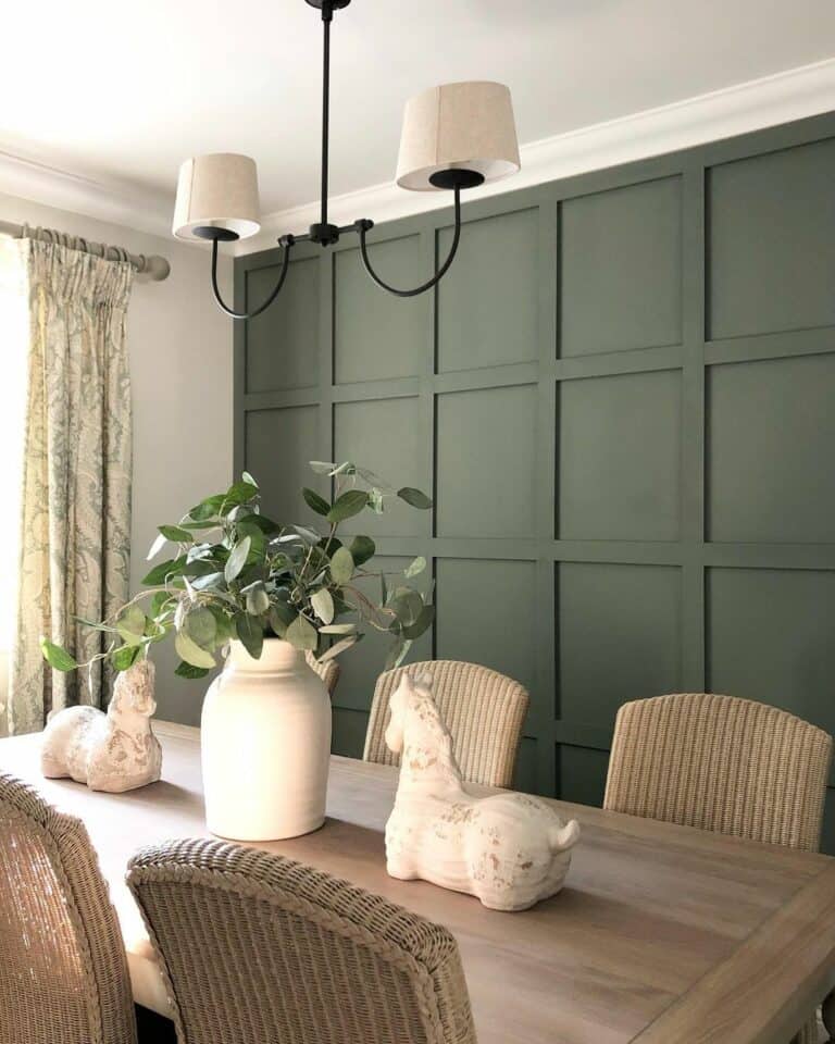 Grid Wall Behind Dining Table
