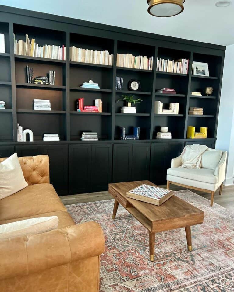 Home Library Ideas With Black Bookcases