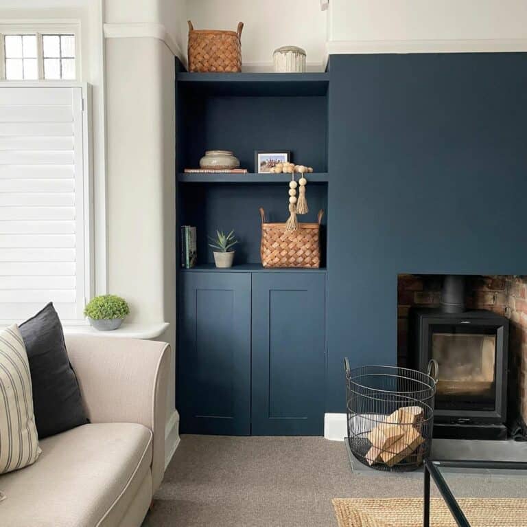 Indigo Walls in Blue and White Living Room