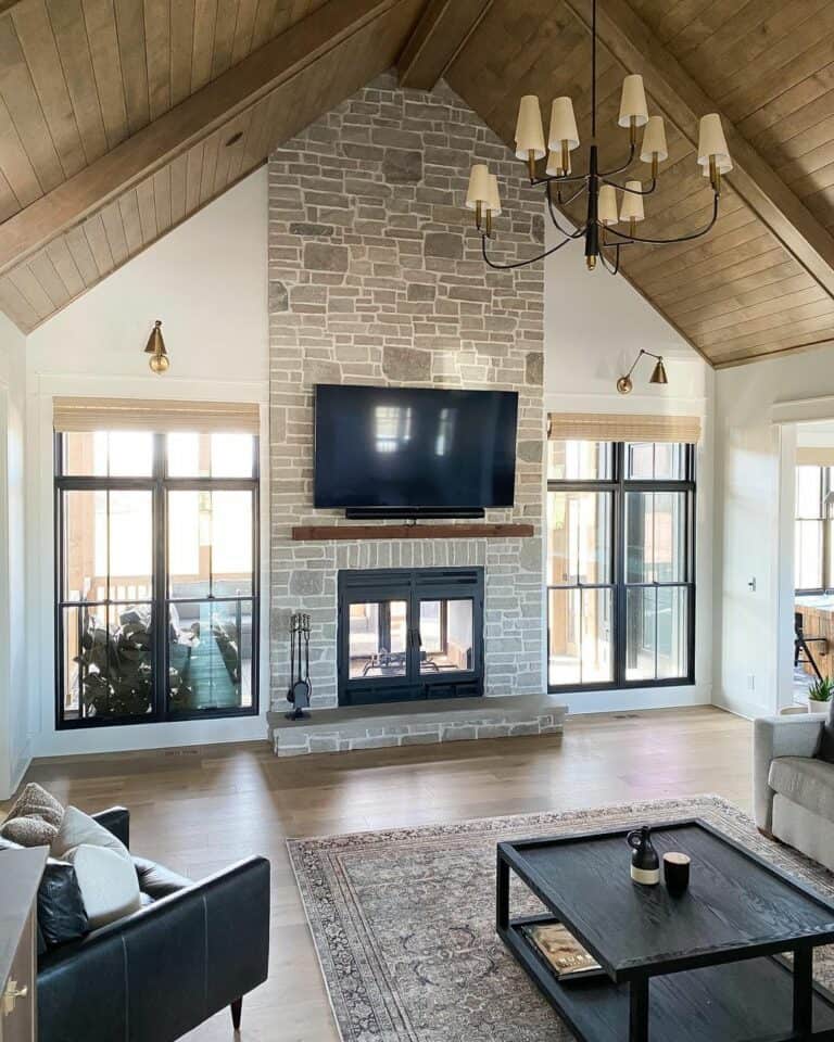 Industrial Candelabra Lighting for Tall Living Room Ceilings