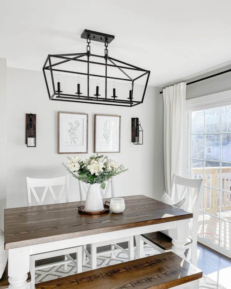 Lantern Sconces and a Farmhouse Chandelier
