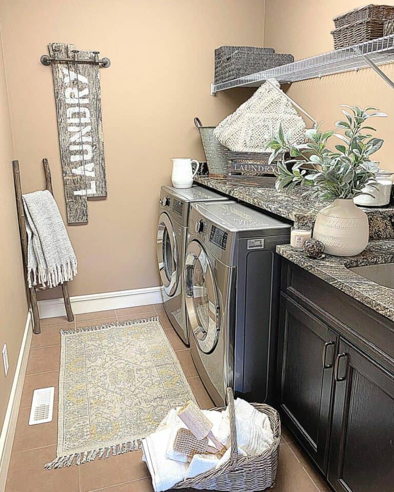 Laundry Area With Farmhouse and Rustic Décor