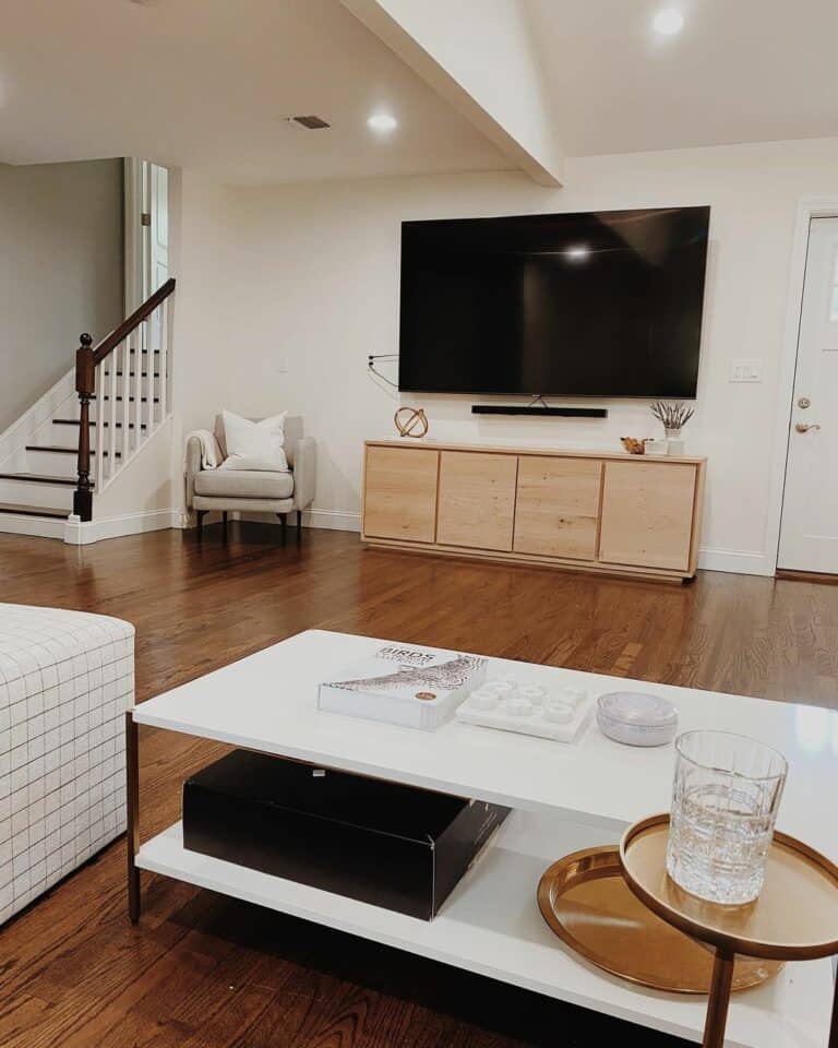 Light Stained Wood TV Console