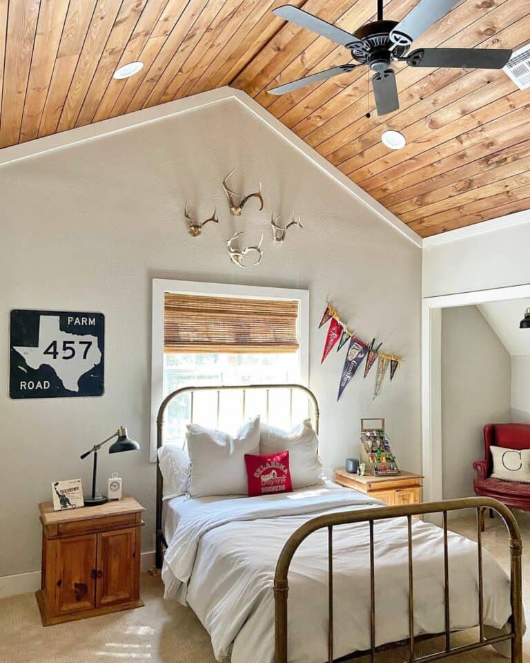 Little Boy's Bedroom With Vaulted Ceilings