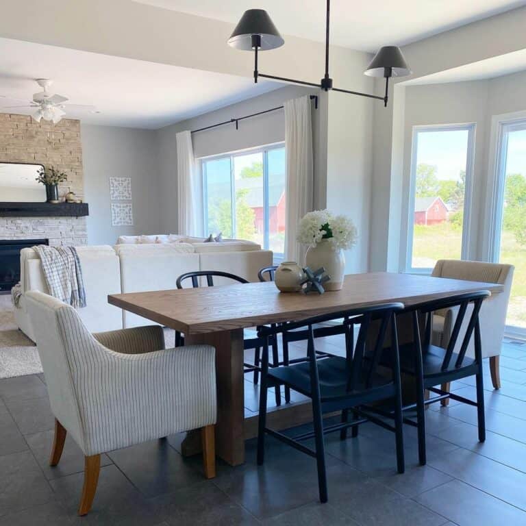 Living Room With Modern Lampshade Lighting