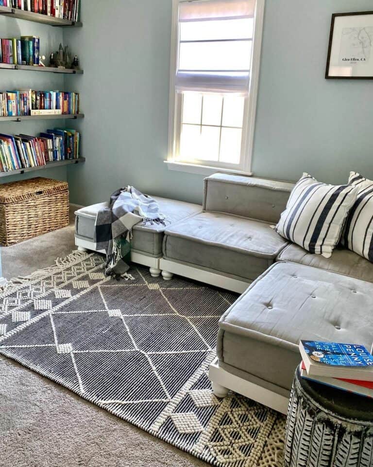 Lounge Area With Light Blue Walls