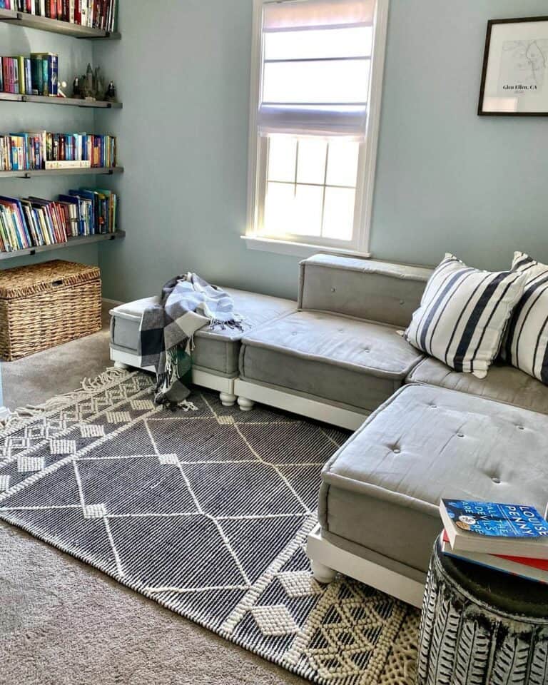 Lounge Area With Light Blue Walls