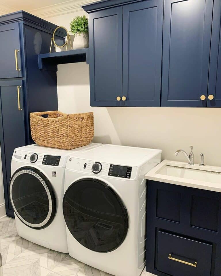 Luxury Laundry Room in Navy and Gold