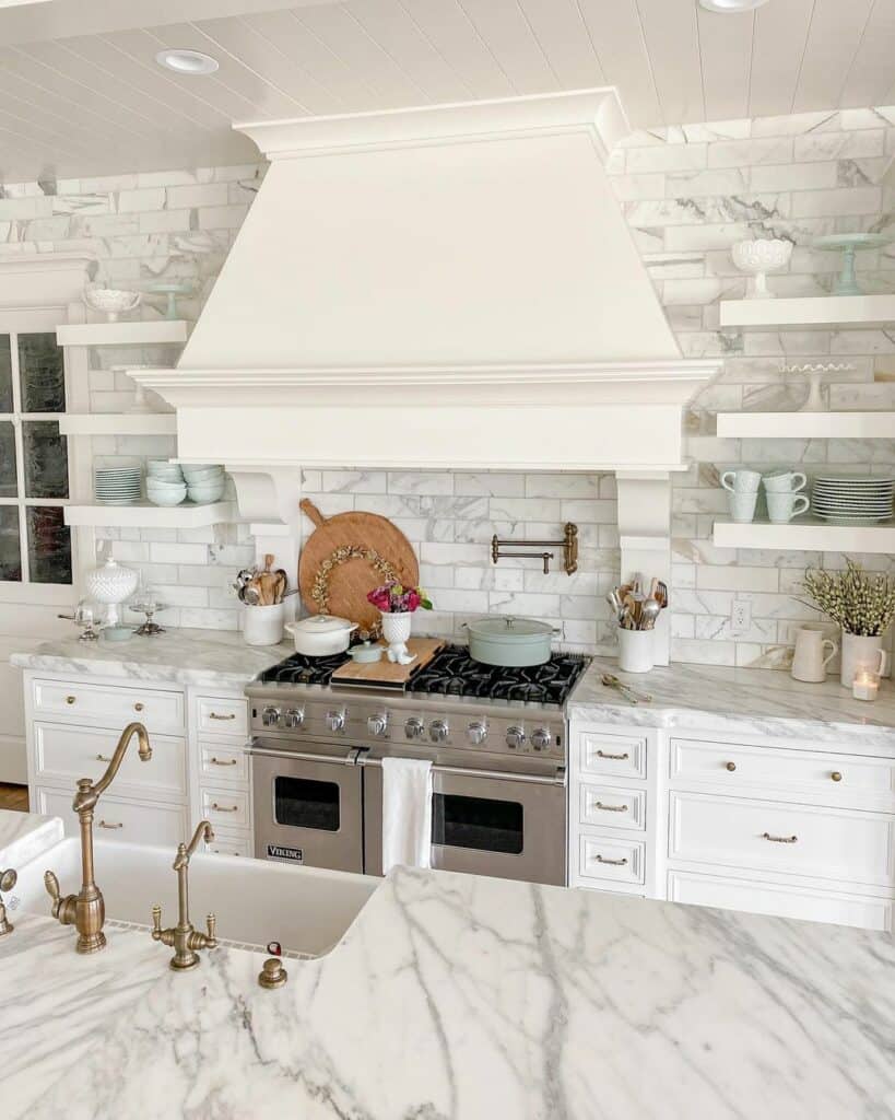 Marble Kitchen With Floating Shelves Soul & Lane