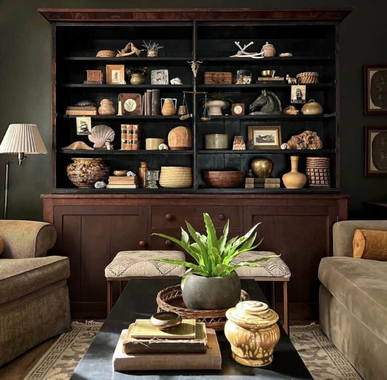 Masculine Bookcase for a Moody Office Lounge