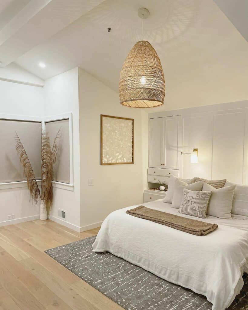 Master Bedroom With White and Beige Bed