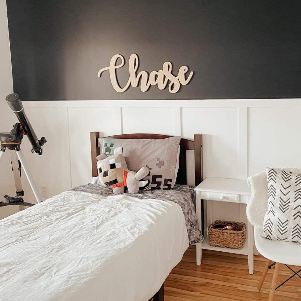 Modern Above Bed Décor With Beige Wall Letters
