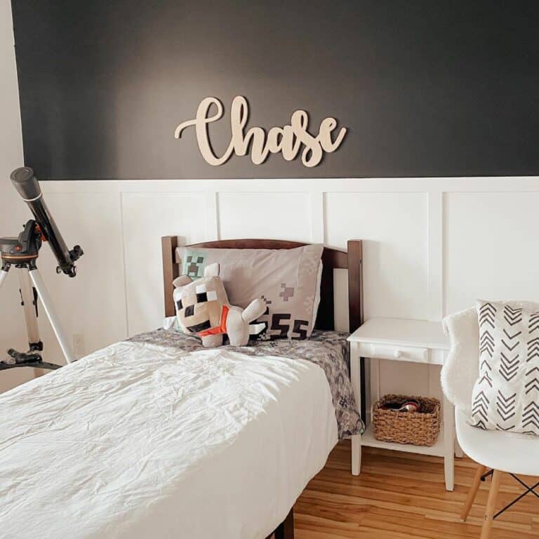 Modern Above Bed Décor With Beige Wall Letters