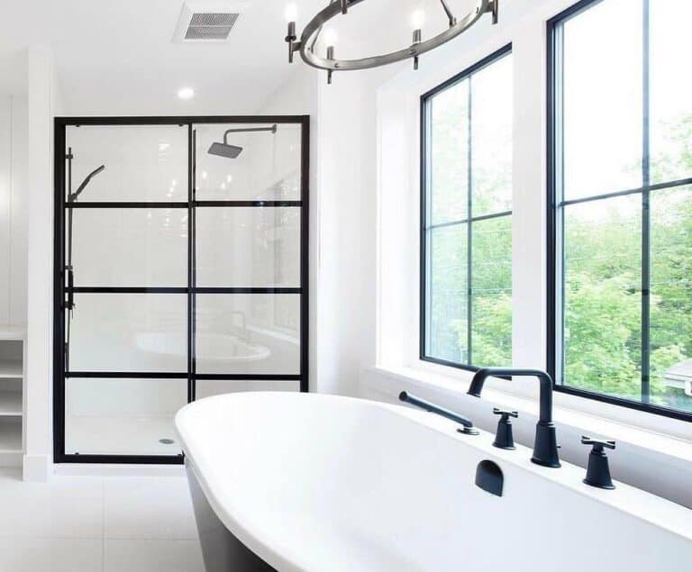 Modern Bathroom With Black and White Accents