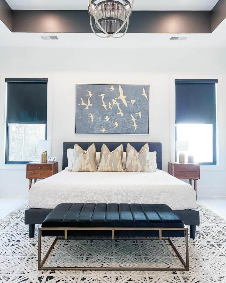 Modern Bedroom With Patterned Rug