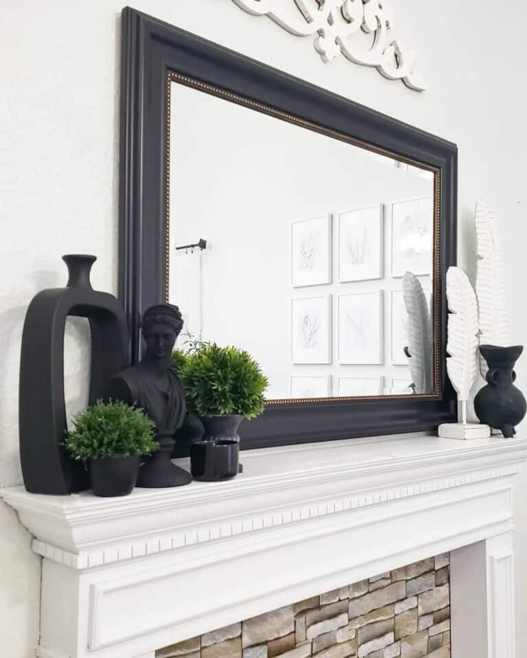 Modern Black and White Decorations for a Fireplace