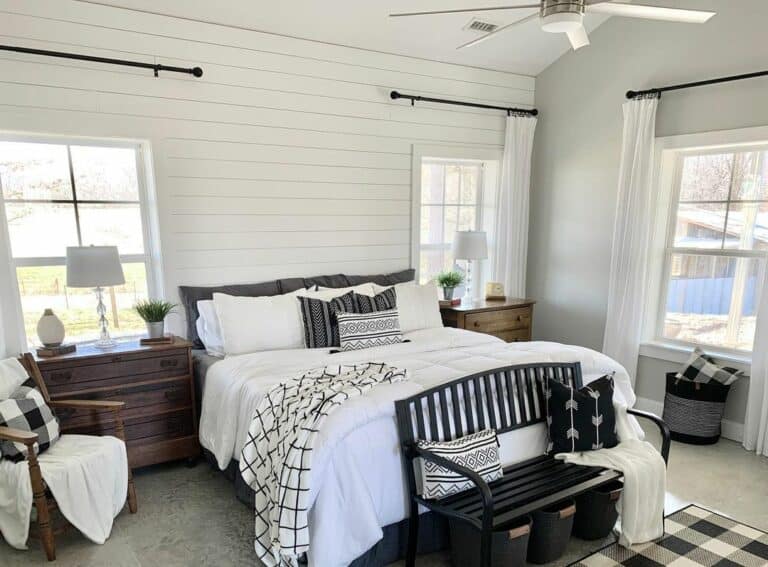 Modern Farmhouse Bedroom With Shiplap Wall