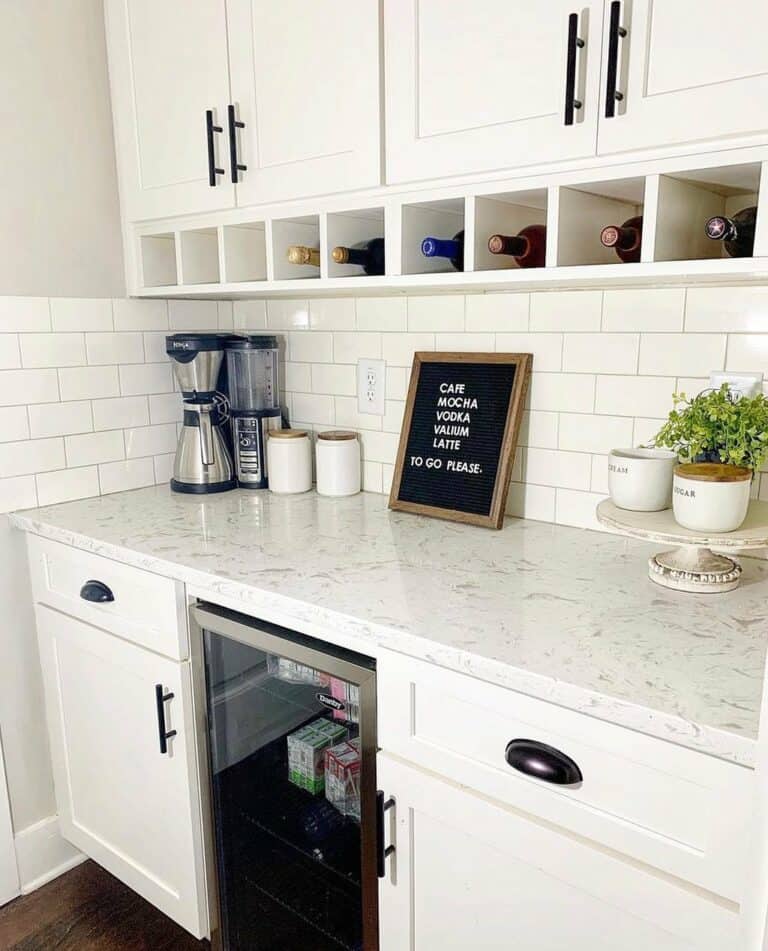 Modern Farmhouse Kitchen With Wine Shelf