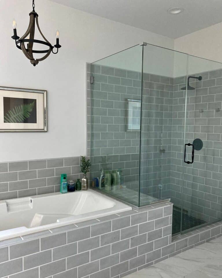 Modern Gray Subway Tile in the Shower