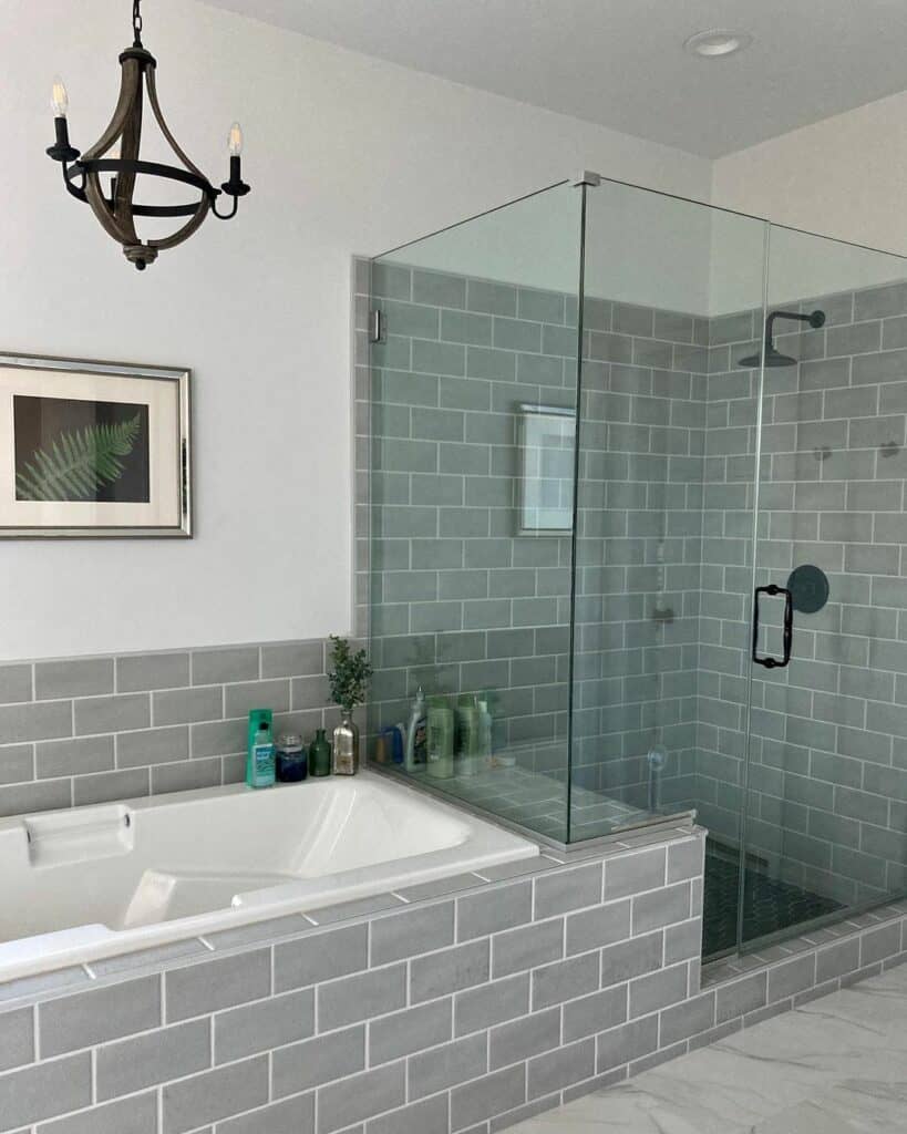 Modern Gray Subway Tile in the Shower