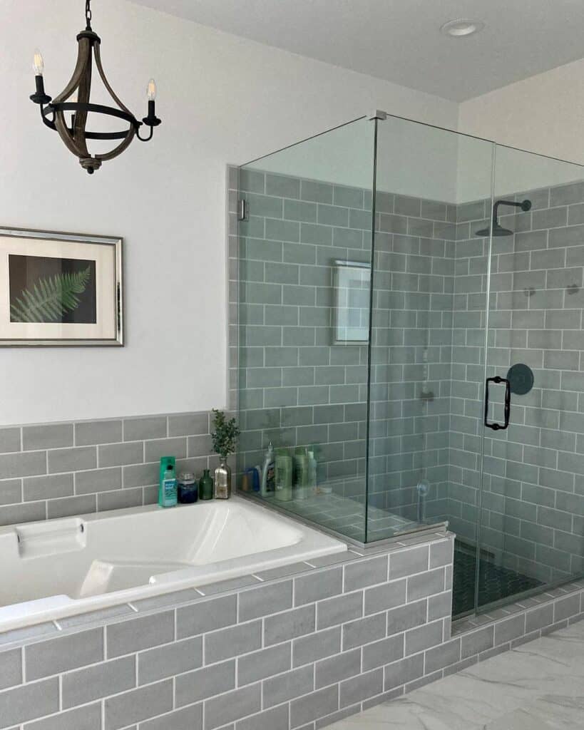 Modern Gray Subway Tile in the Shower