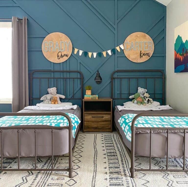 Modern Teal Accent Wall With Decorative Paneling