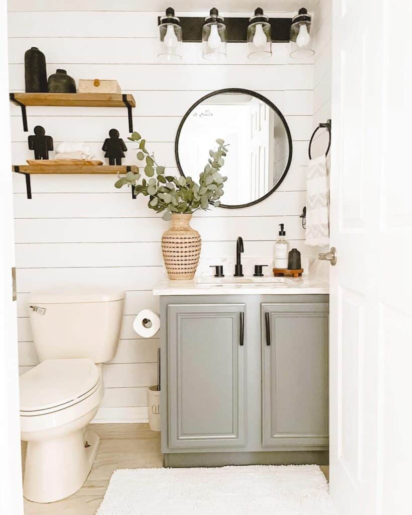 Monochromatic Half Bathroom Décor Ideas