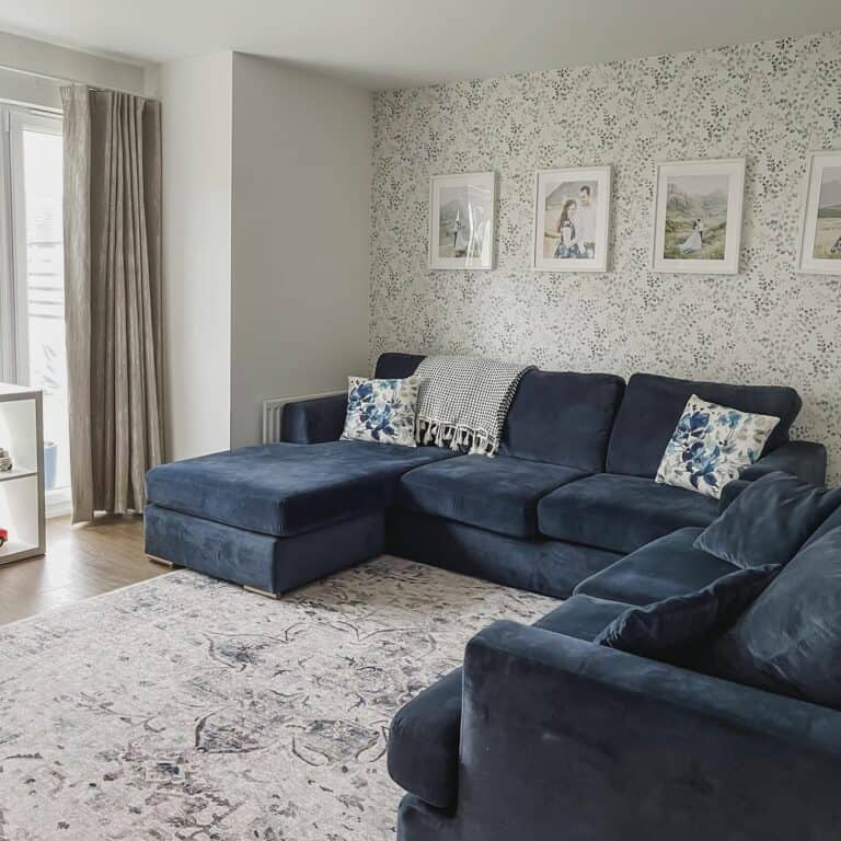 Navy Blue Sofa Set for a Blue and White Living Room
